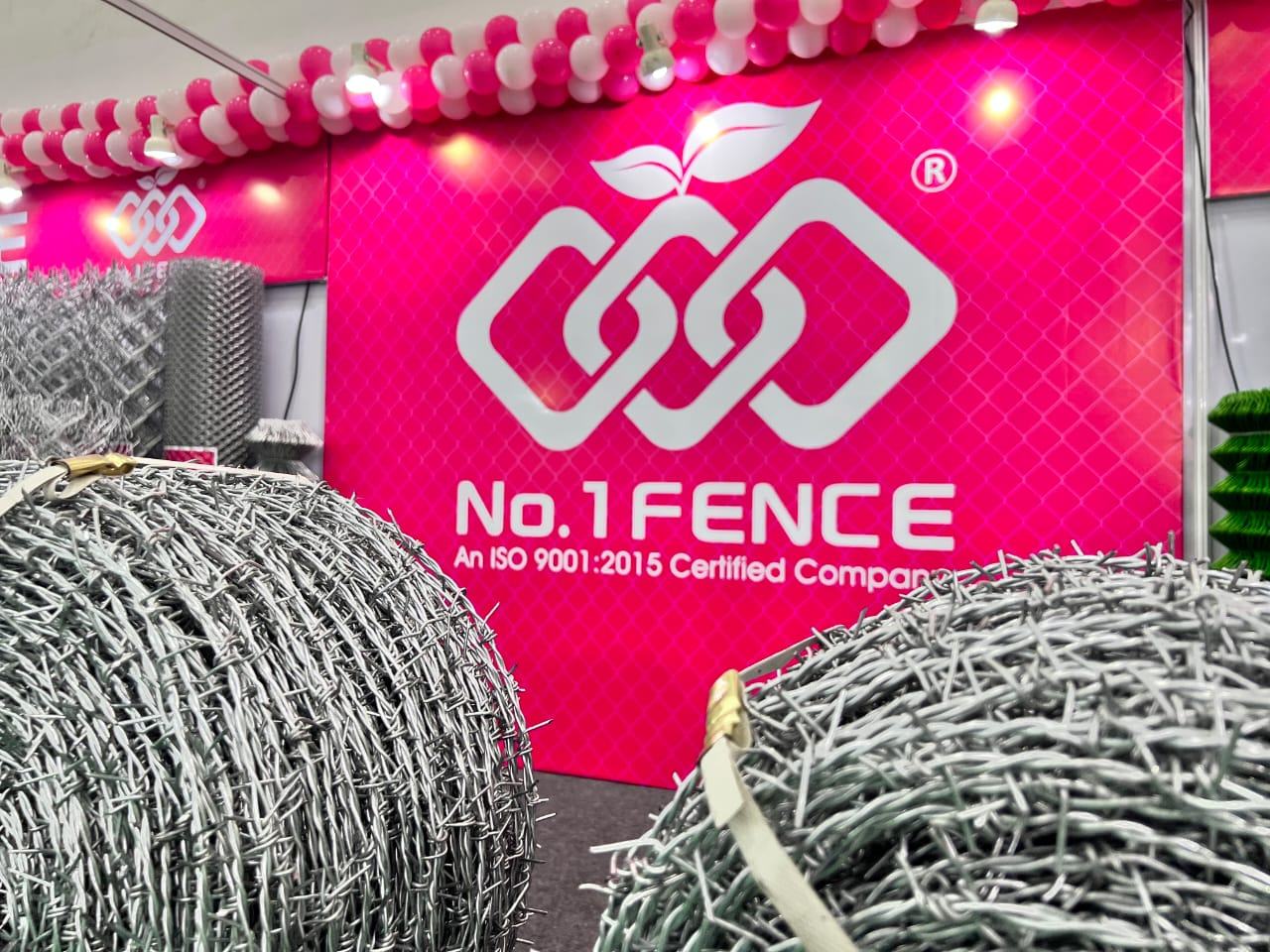 No.1 Fence stand at a trade exhibition, with product rolls on display